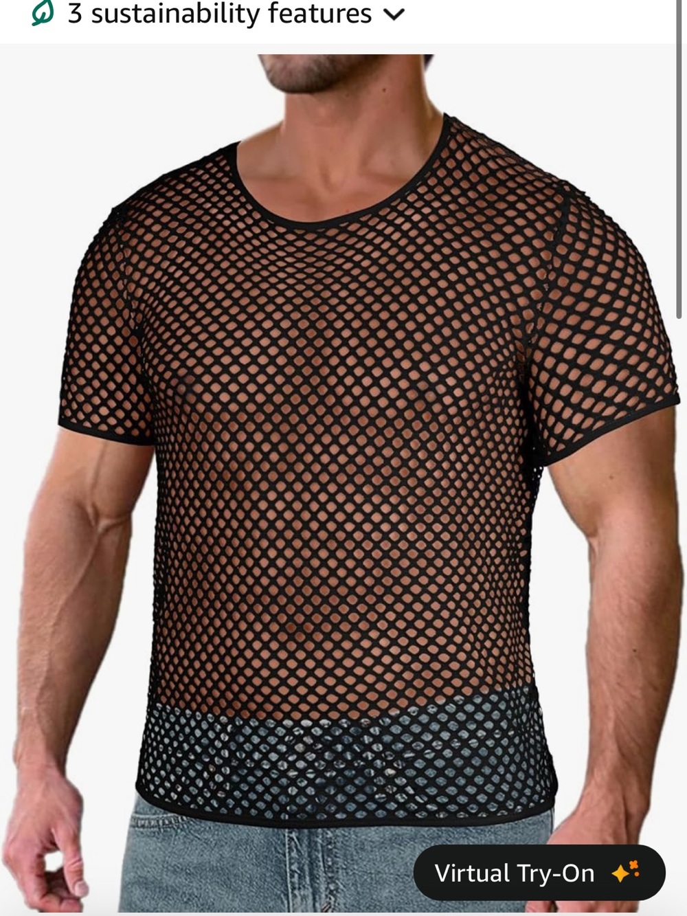 Men's Black Fishnet Short Sleeve Tee